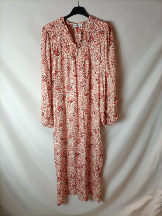 MAGNOLYA. Long rose print dress S.0(xs)
