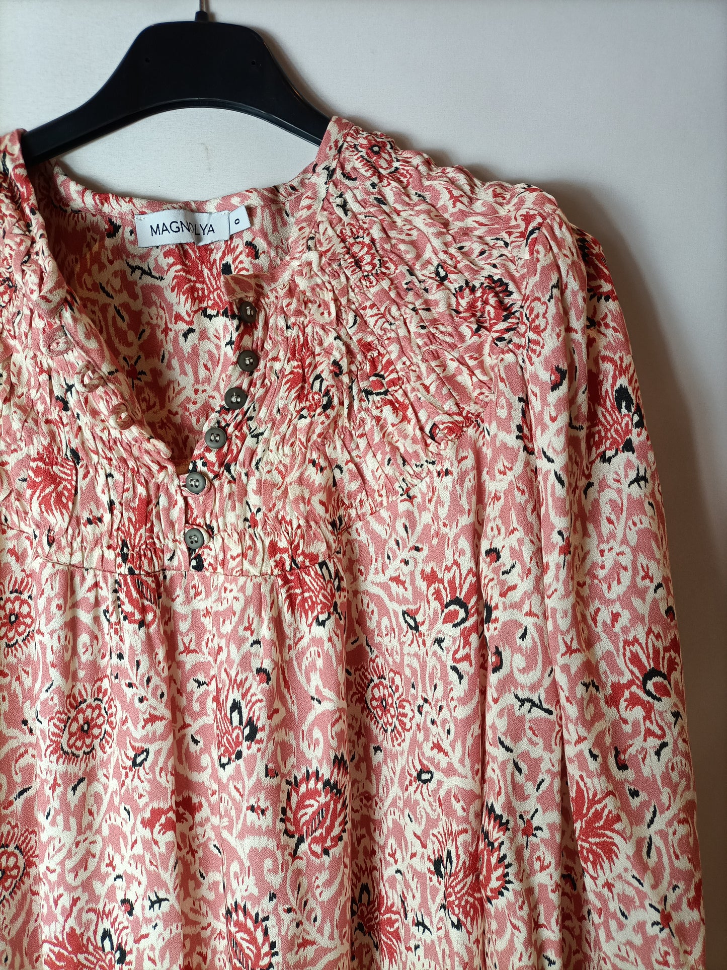 MAGNOLYA. Long rose print dress S.0(xs)
