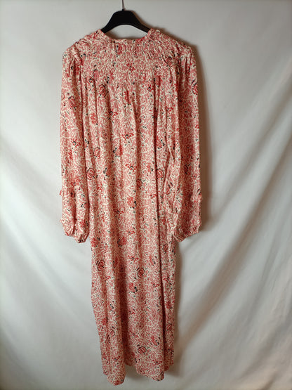 MAGNOLYA. Long rose print dress S.0(xs)
