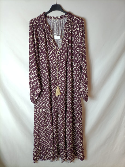 NEW COLLECTION. Printed burgundy dress (size S/M)