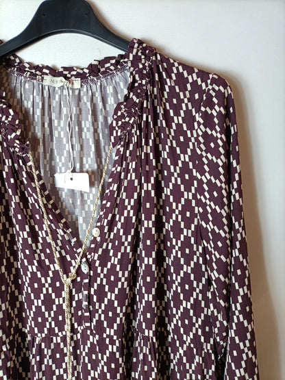NEW COLLECTION. Printed burgundy dress (size S/M)
