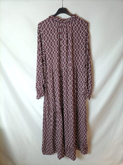 NEW COLLECTION. Printed burgundy dress (size S/M)