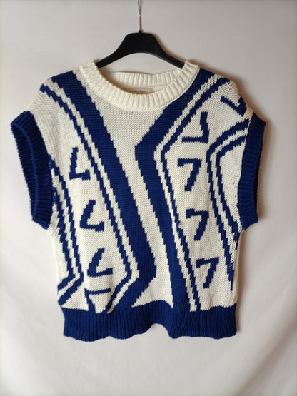 SCALPERS. Chaleco blanco y azul T.s