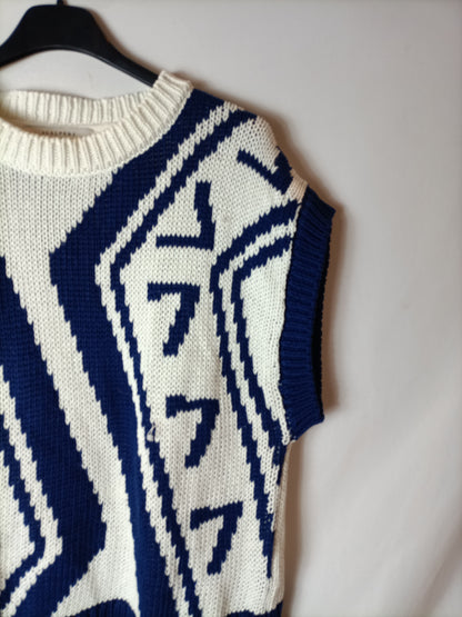 SCALPERS. Chaleco blanco y azul T.s