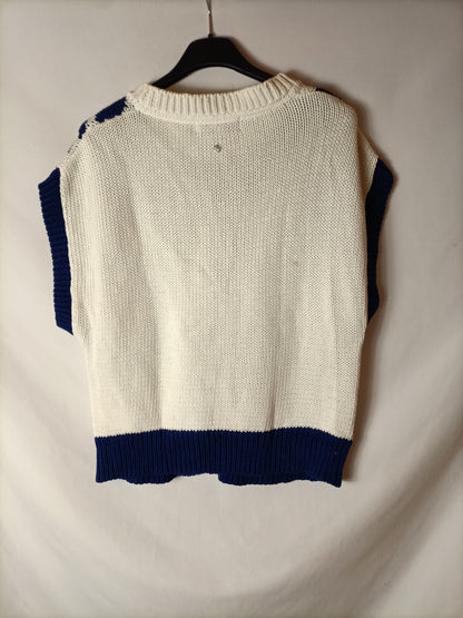 SCALPERS. Chaleco blanco y azul T.s