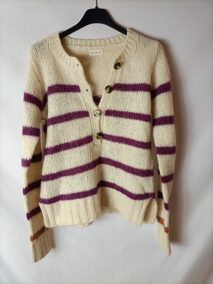 MAKSU. Beige striped sweater Tm/l
