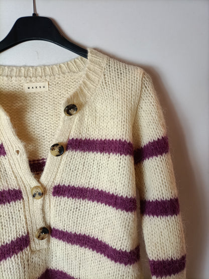 MAKSU. Beige striped sweater Tm/l