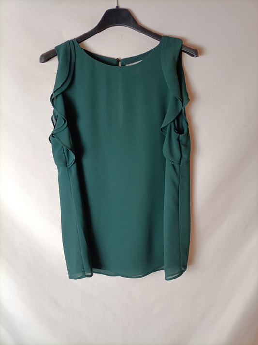 H&amp;M. Bottle green chiffon top. Size 36