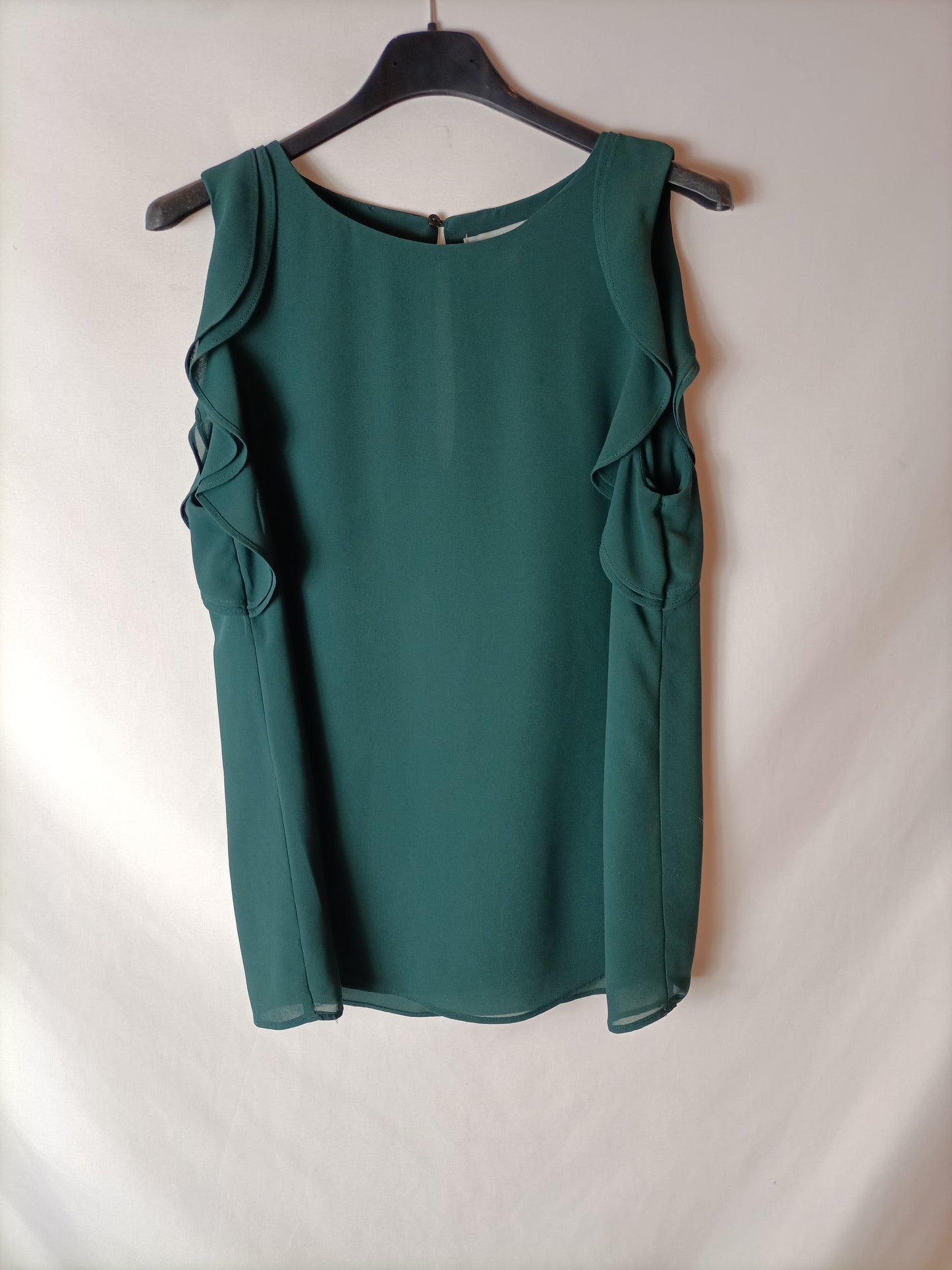 H&amp;M. Bottle green chiffon top. Size 36