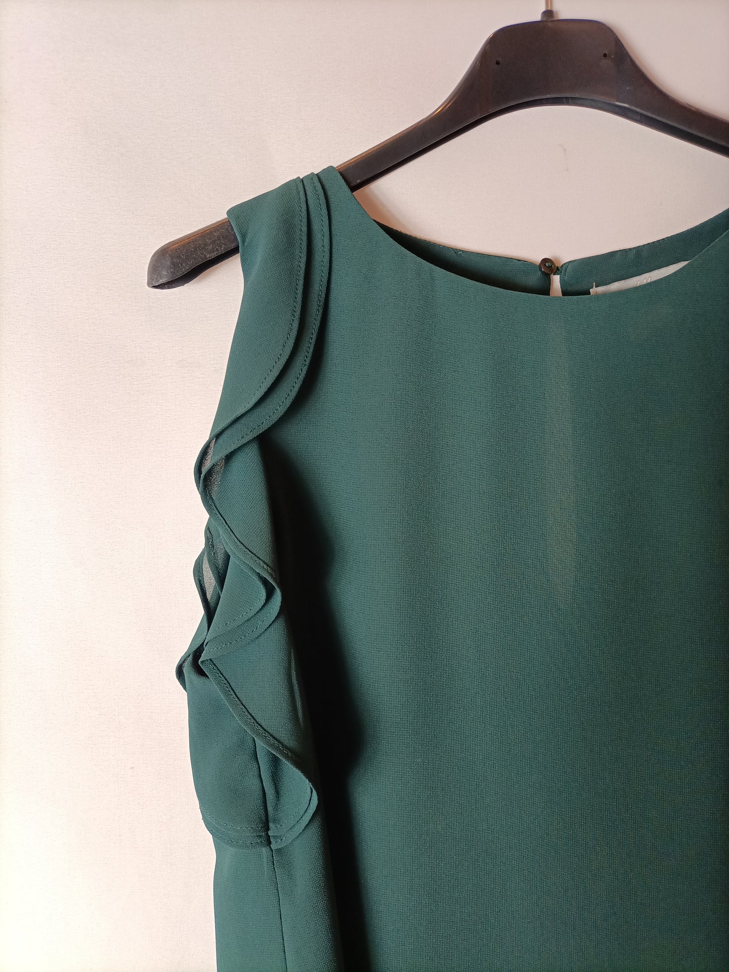 H&amp;M. Bottle green chiffon top. Size 36