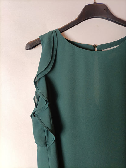 H&amp;M. Bottle green chiffon top. Size 36