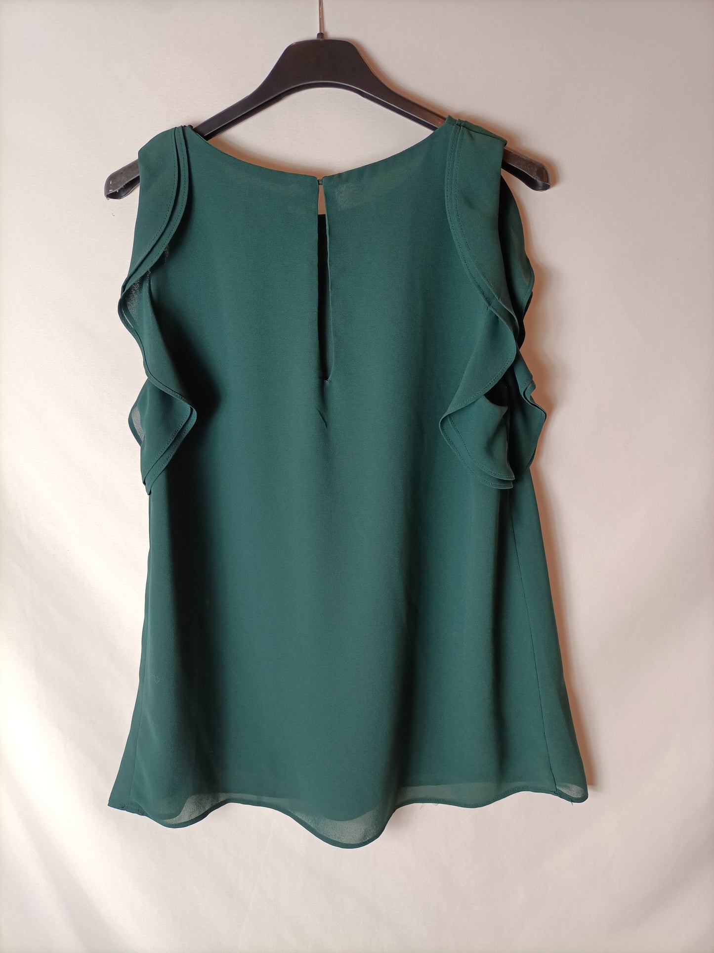 H&amp;M. Bottle green chiffon top. Size 36