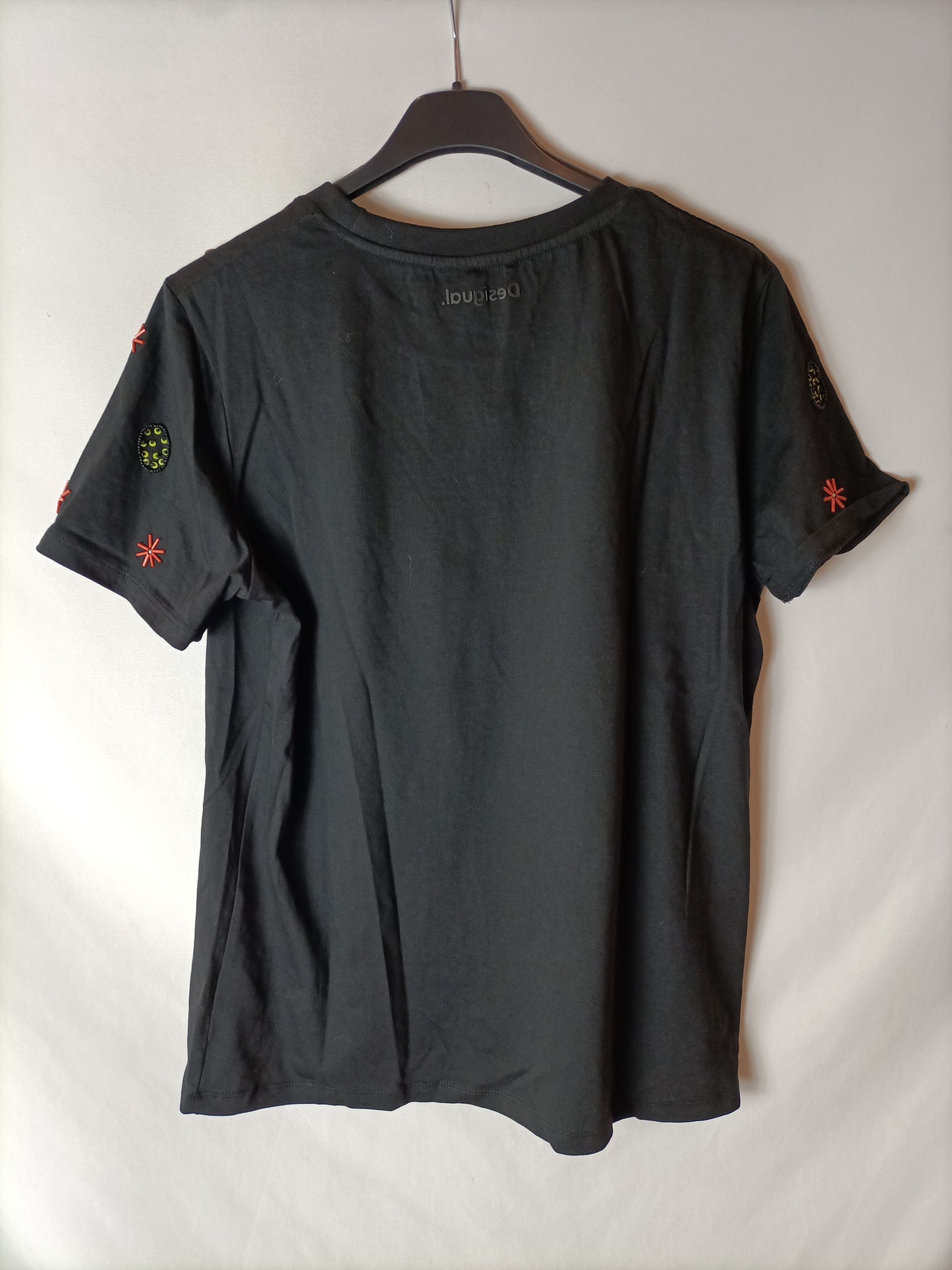 DESIGUAL Black rhinestone T-shirt. TM
