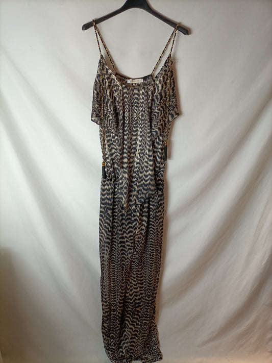 JUST M PARIS. Semi-transparent animal print jumpsuit. TS/M