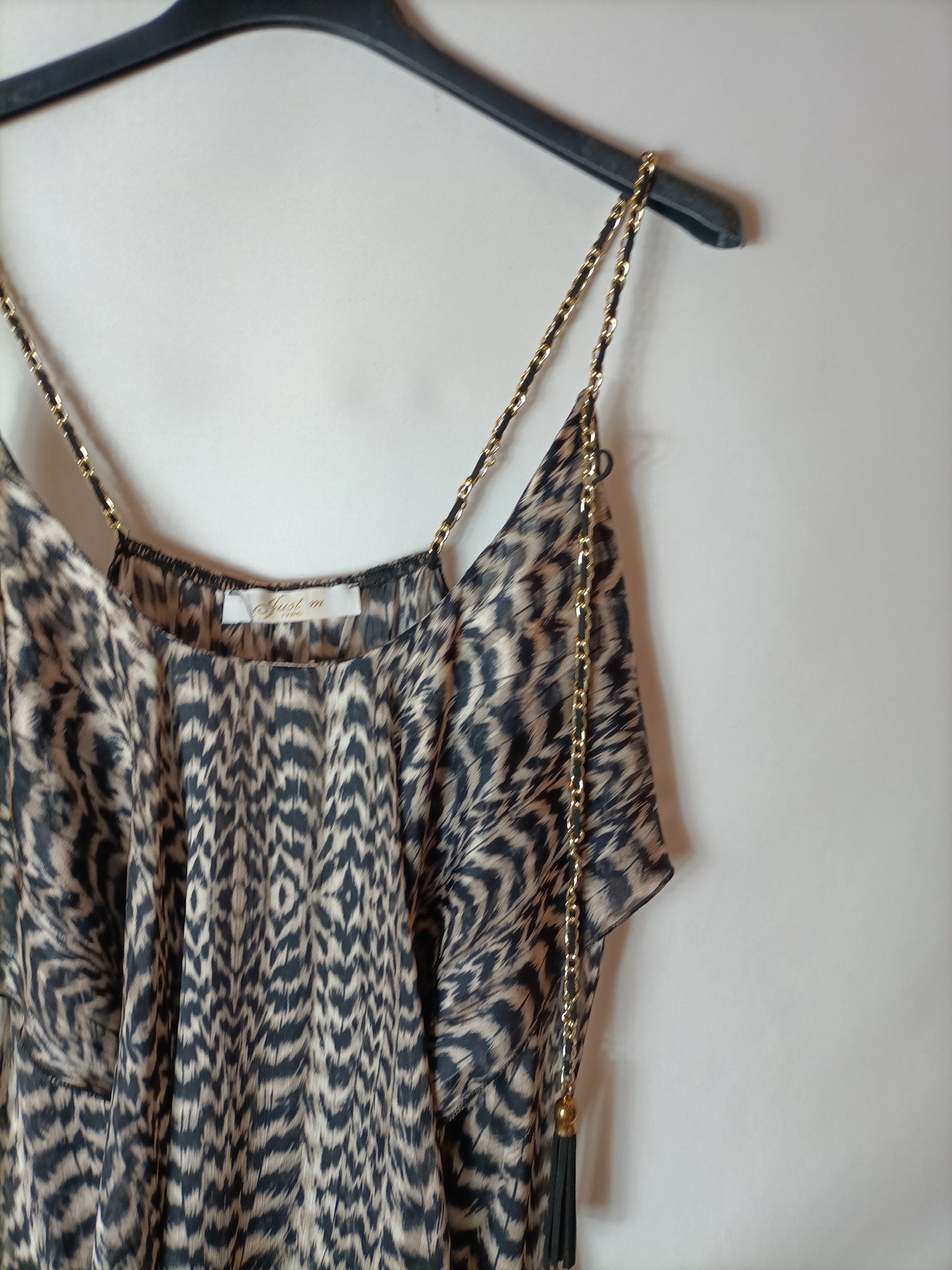 JUST M PARIS. Semi-transparent animal print jumpsuit. TS/M