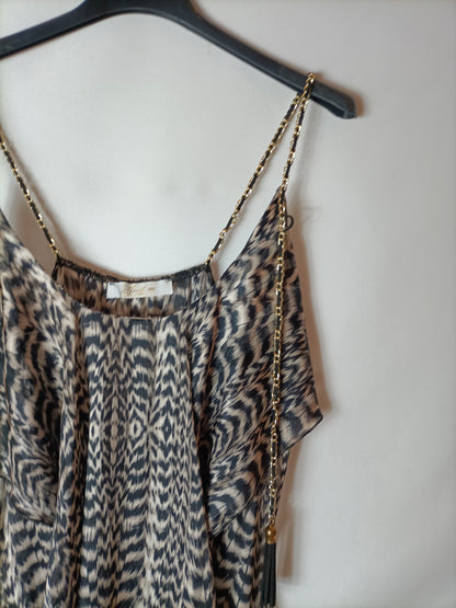 JUST M PARIS. Semi-transparent animal print jumpsuit. TS/M