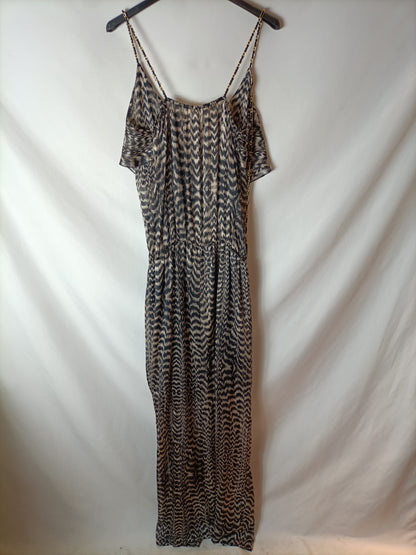 JUST M PARIS. Semi-transparent animal print jumpsuit. TS/M