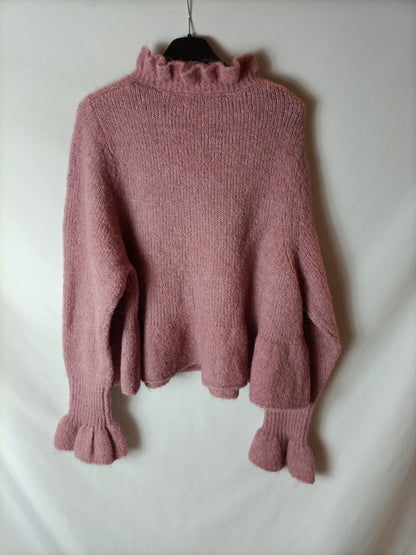 ZARA. Pink ruffled sweater Tm