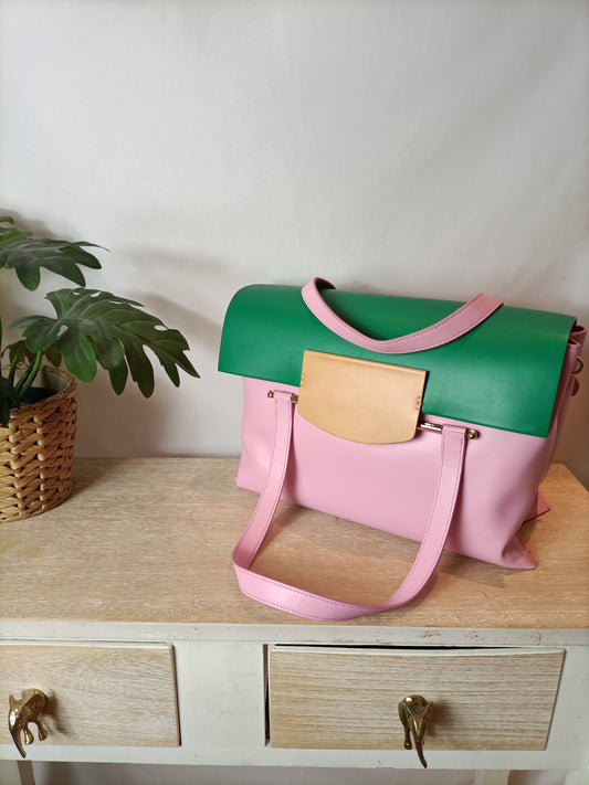 DEL POZO. Two-tone leather bag