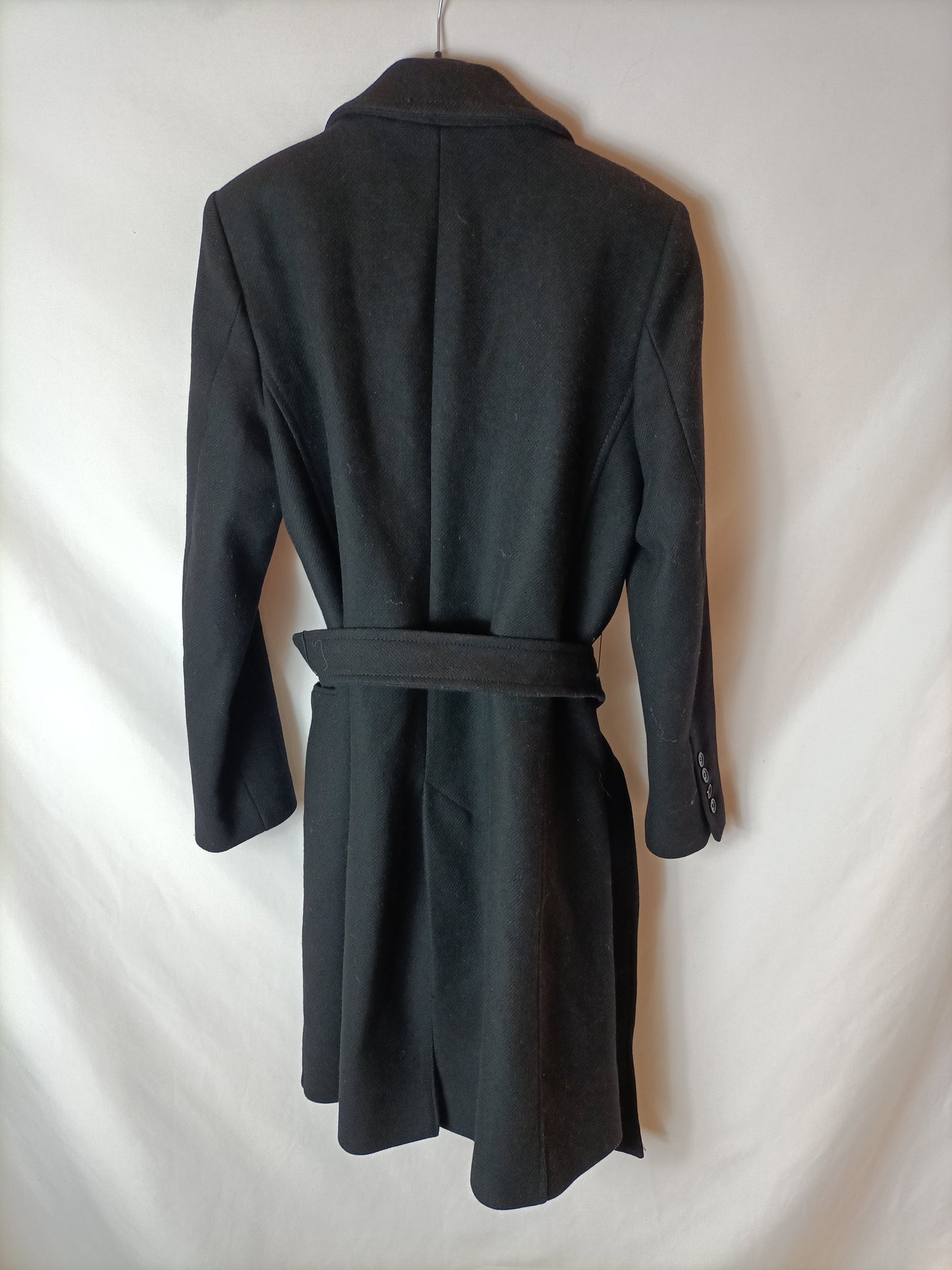 ZARA. Abrigo negro con lana. T M