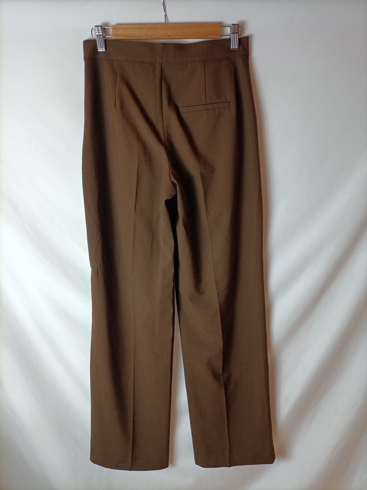 PULL& BEAR. Pantalón ancho marrón T.s