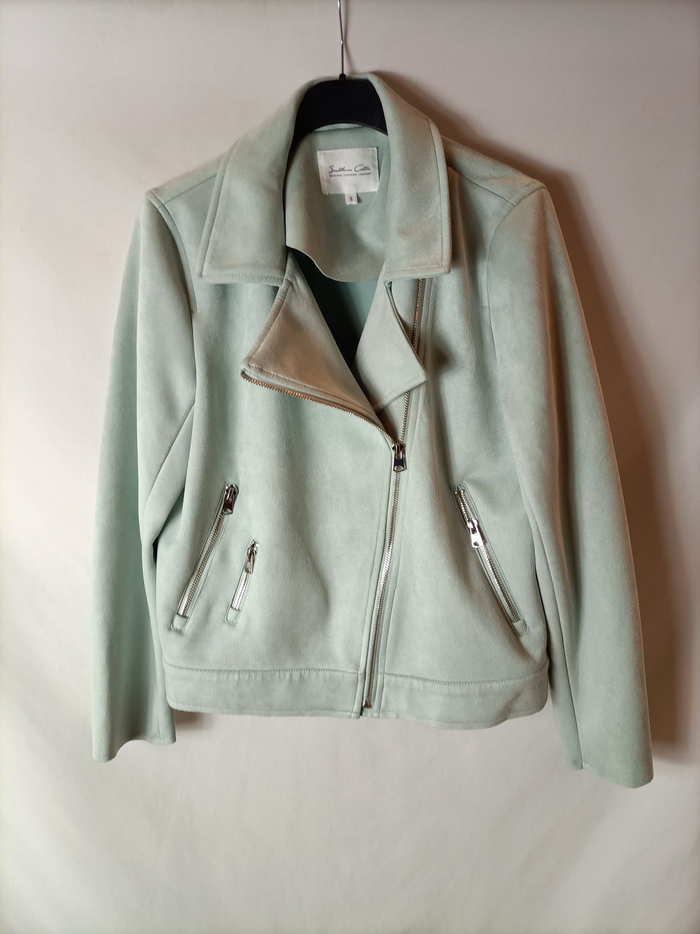 SOUTHER COTTON. Chaqueta efecto piel azul claro. T S