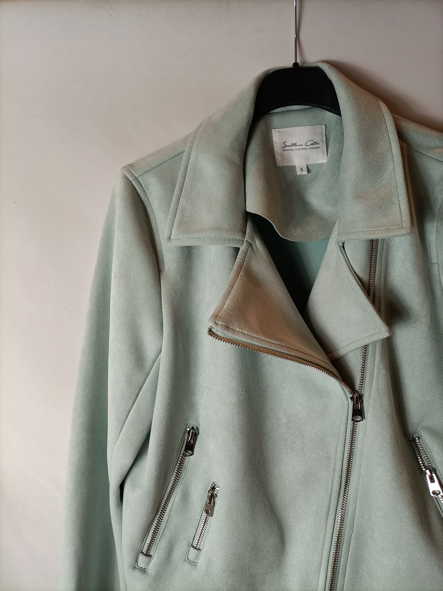 SOUTHER COTTON. Chaqueta efecto piel azul claro. T S