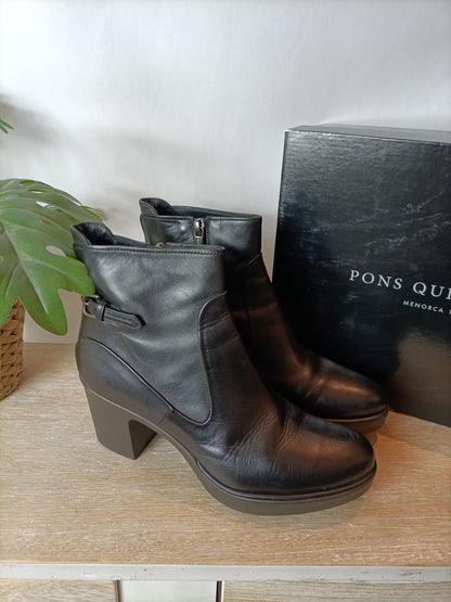 PONS QUINTANA. Botines piel negros  T 38