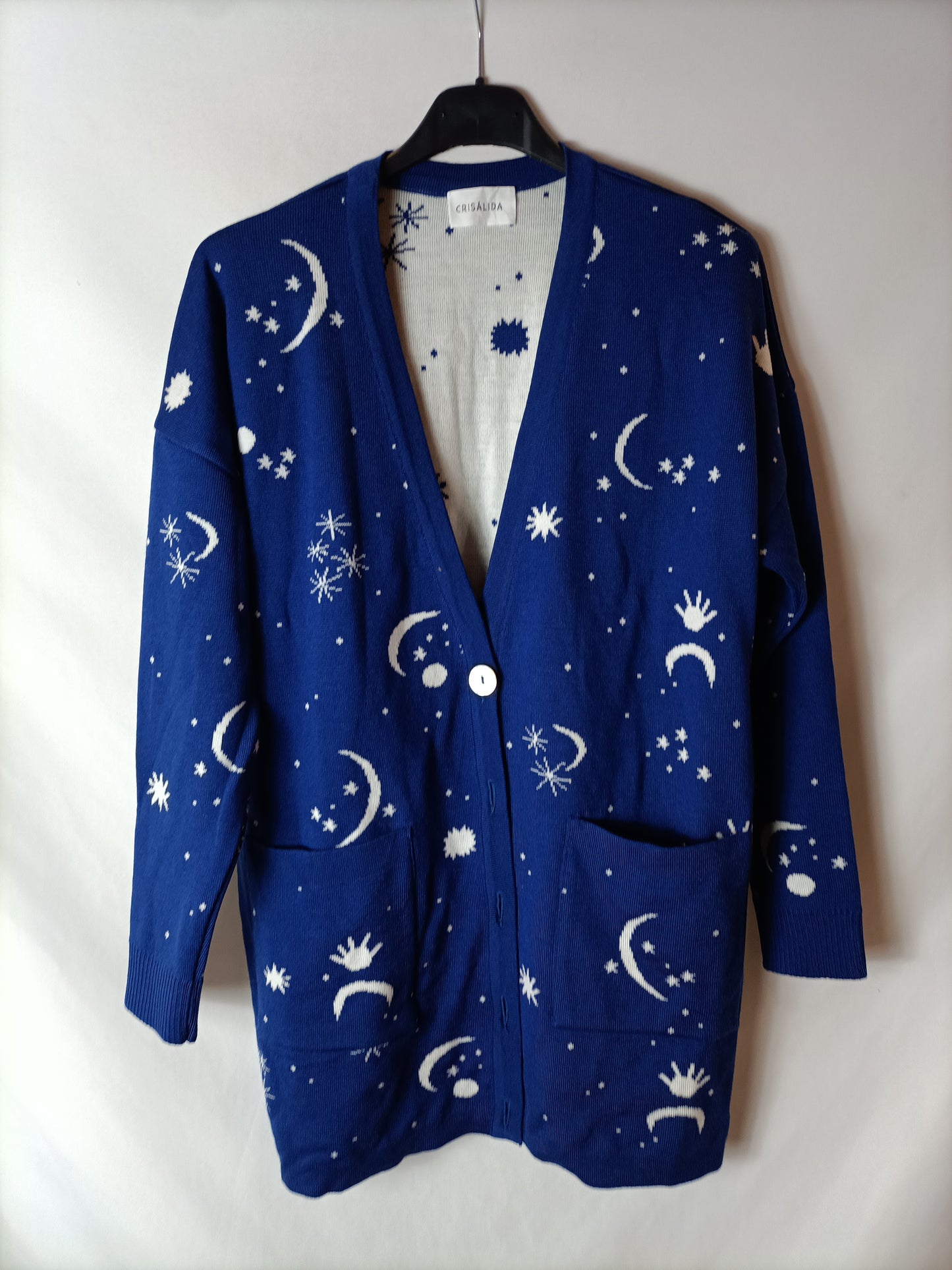 CHRYSALIS. Blue printed cardigan (s/m)