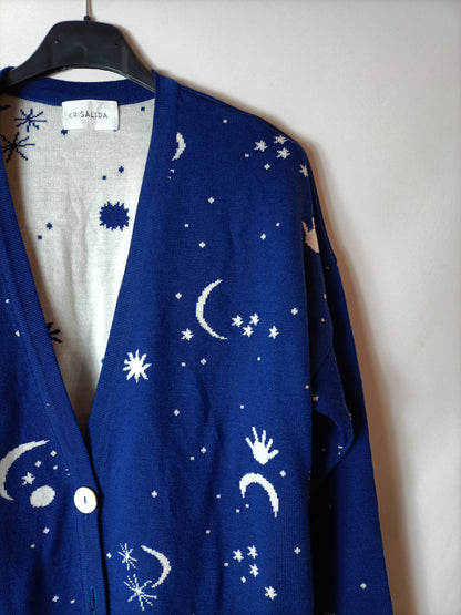 CHRYSALIS. Blue printed cardigan (s/m)