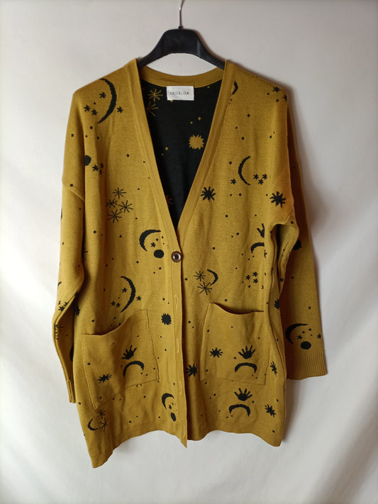 CHRYSALIS. Mustard printed cardigan (s/m)