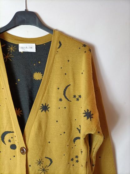 CRISÁLIDA. Cárdigan mostaza estampado T.u(s/m)