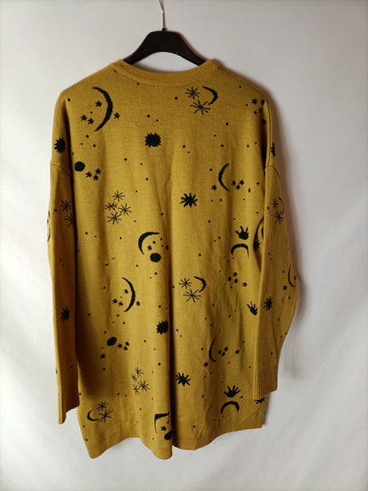 CRISÁLIDA. Cárdigan mostaza estampado T.u(s/m)