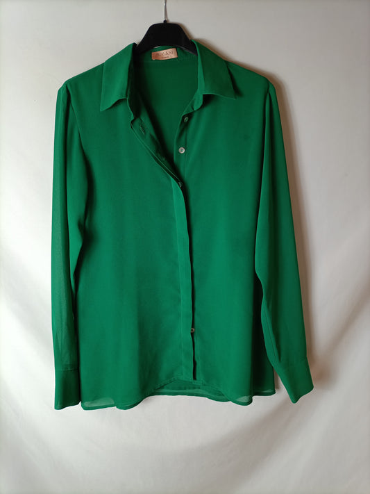 BIMANI. Blusa verde fluida T.s