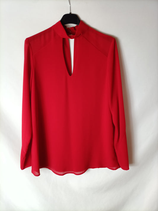 BIMANI. Blusa roja cuello perkins T.s