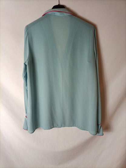 BIMANI. Blusa verde agua ribete T.m