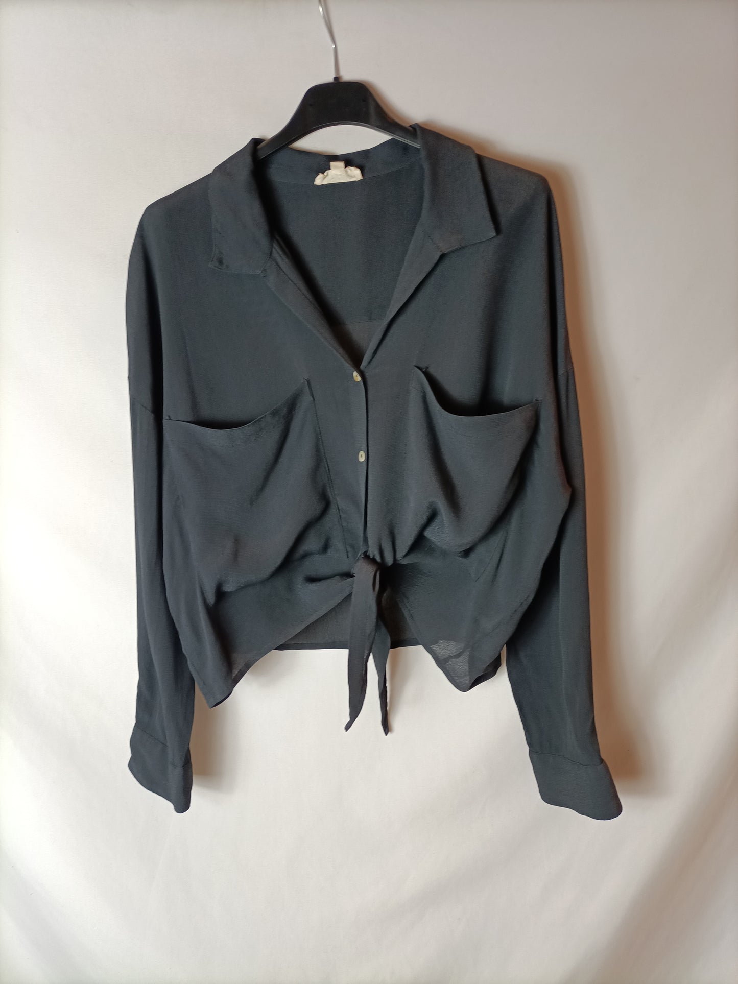 NICOLI. Blusa gris semitransparente. T M