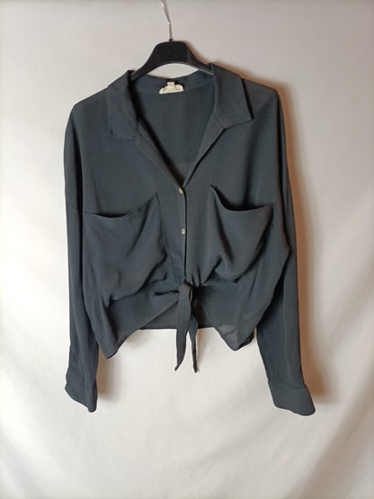 NICOLI. Blusa gris semitransparente. T M