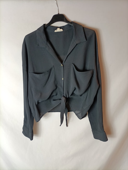 NICOLI. Blusa gris semitransparente. T M