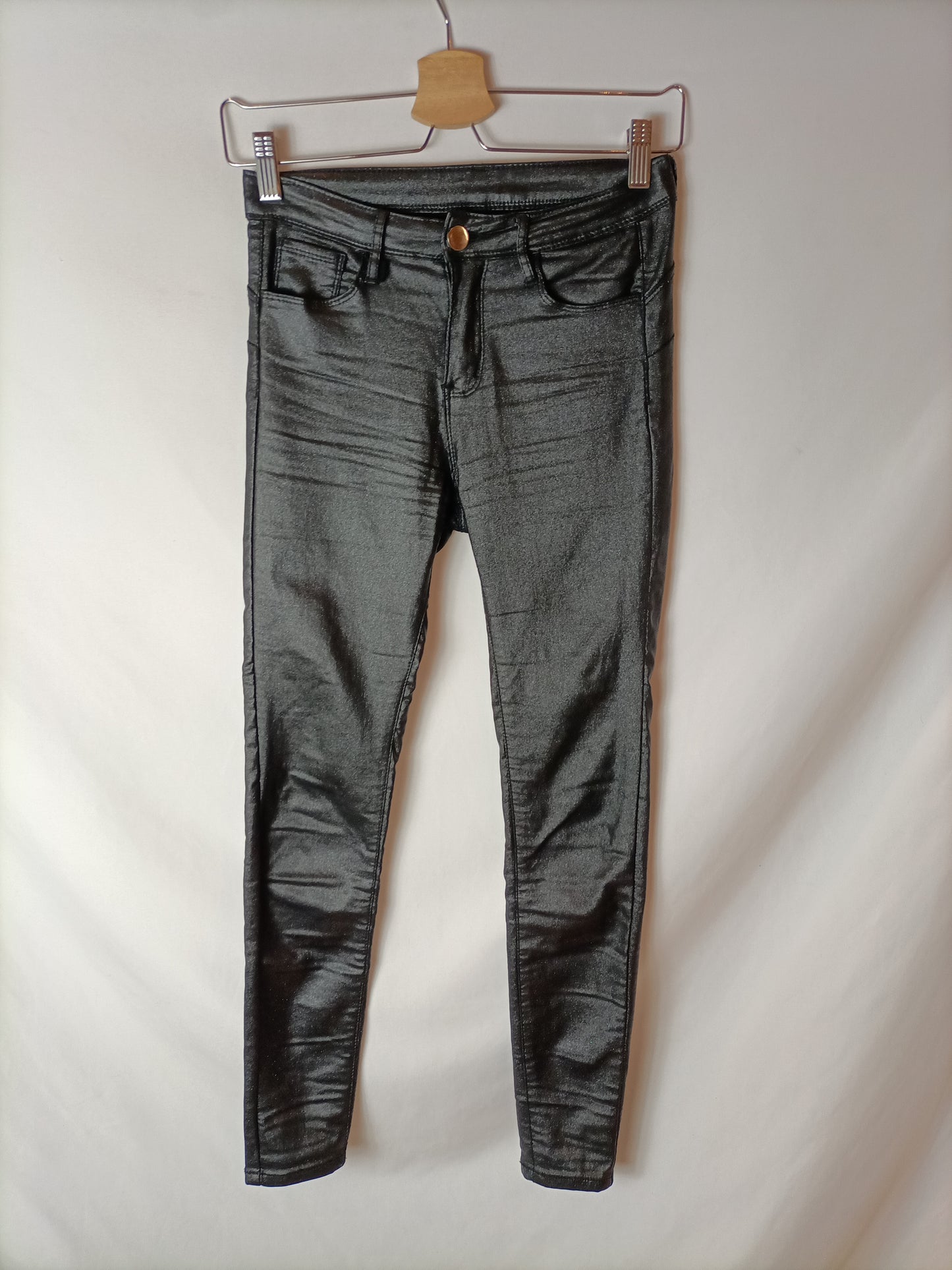 OTRAS. Pantalones purpurina pitillo T.34(tara)