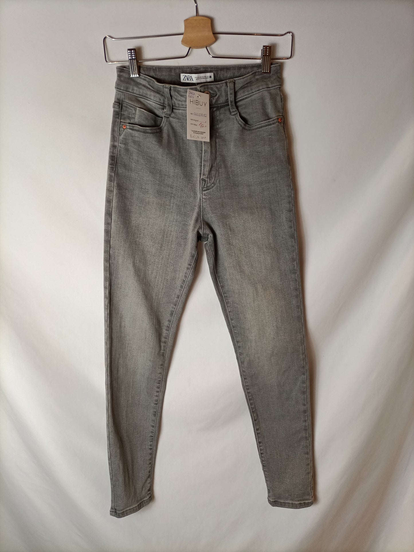 ZARA pantalones pitillo grises T.34