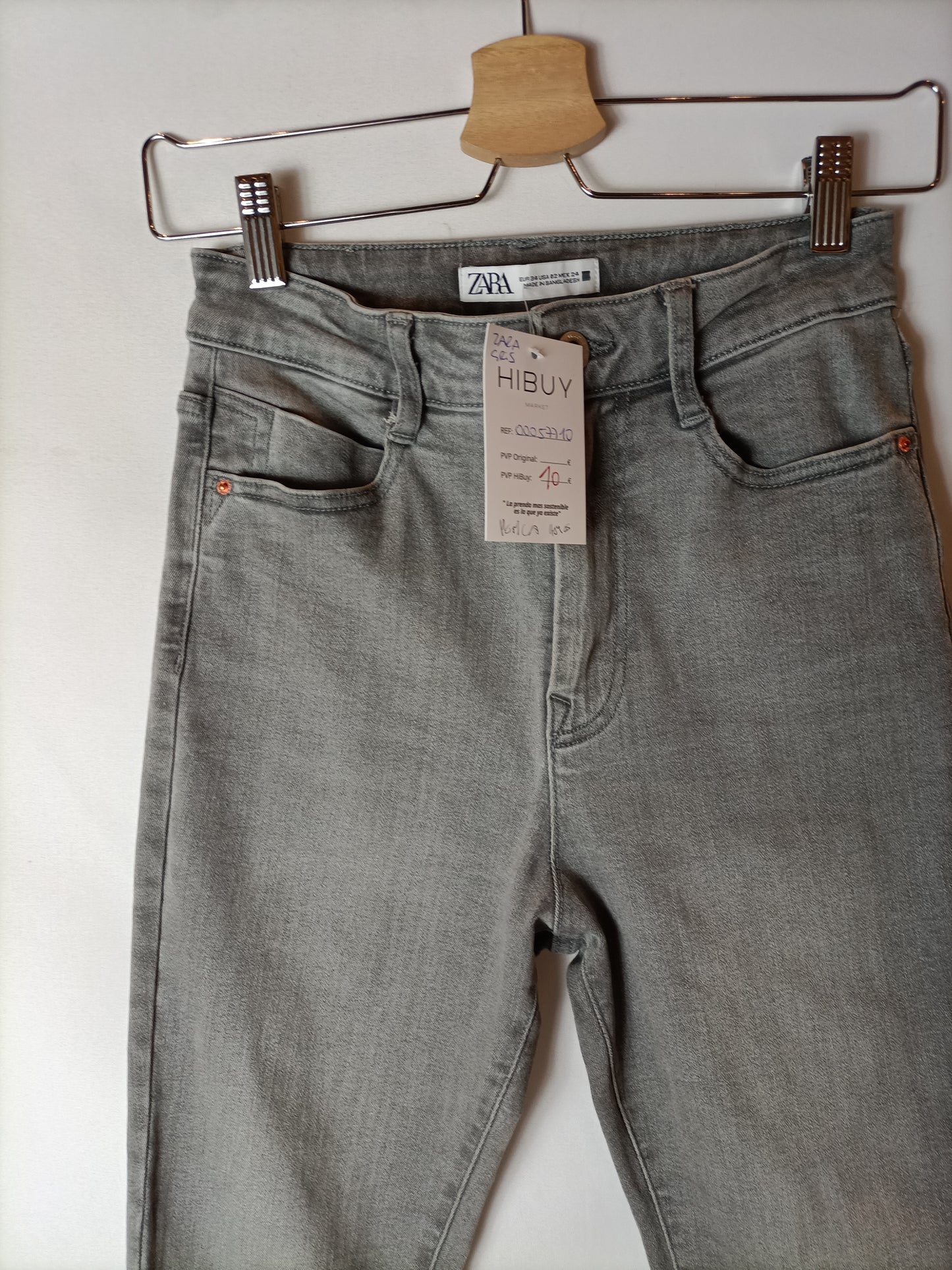 ZARA pantalones pitillo grises T.34