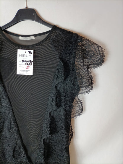 ZARA. body negro transparente T.s