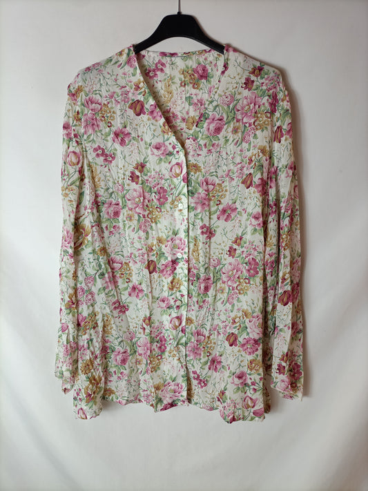 OTHERS. Beige floral blouse Tu(l)