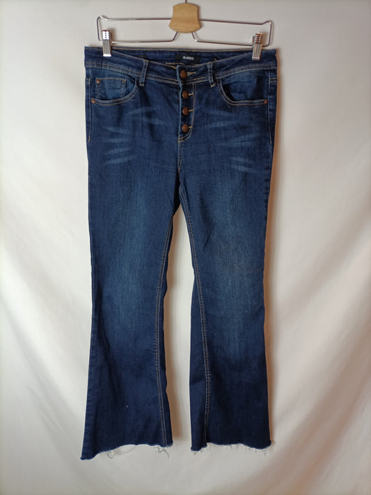 WHITE. Flared denim trousers size 40