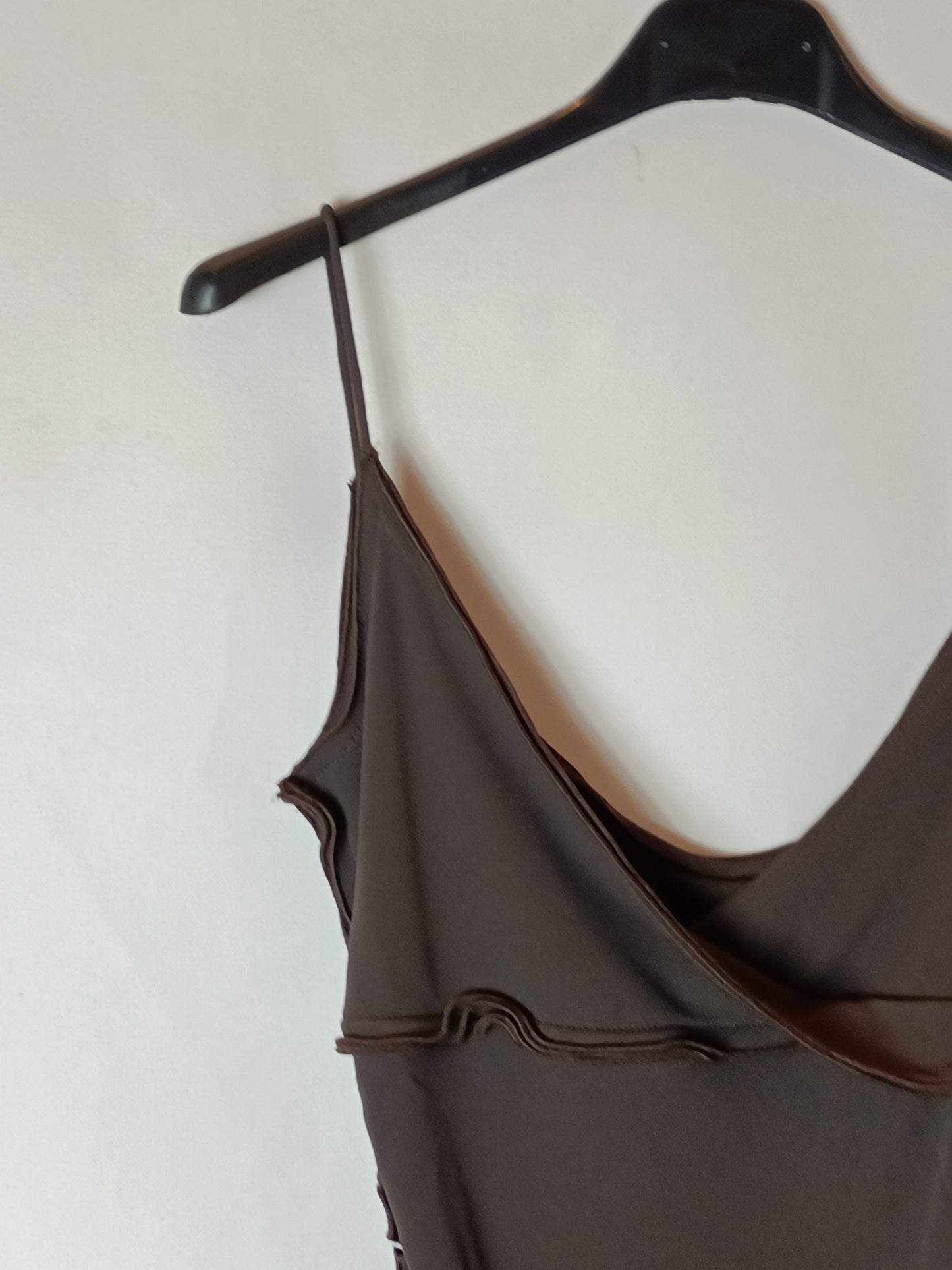PEDRO DEL HIERRO. Brown gathered top, size 38