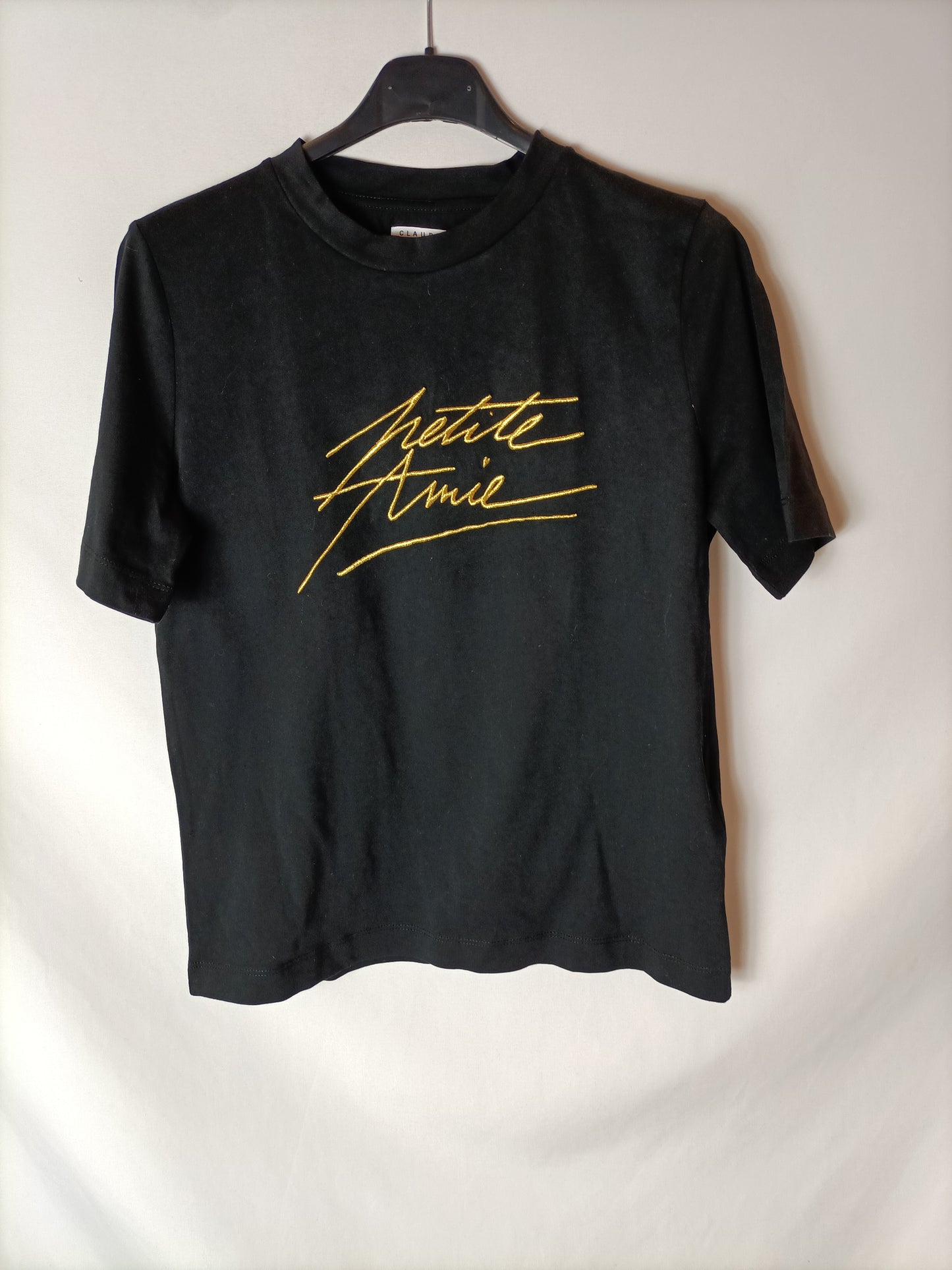 CLAUDIE PIERLOT. Black embroidered t-shirt T.1(s)