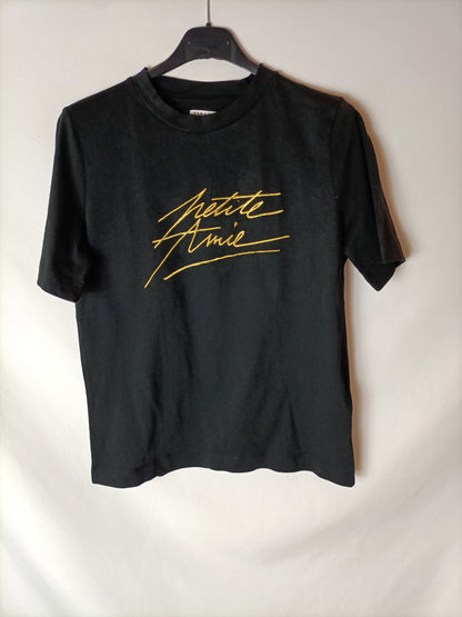 CLAUDIE PIERLOT. Black embroidered t-shirt T.1(s)