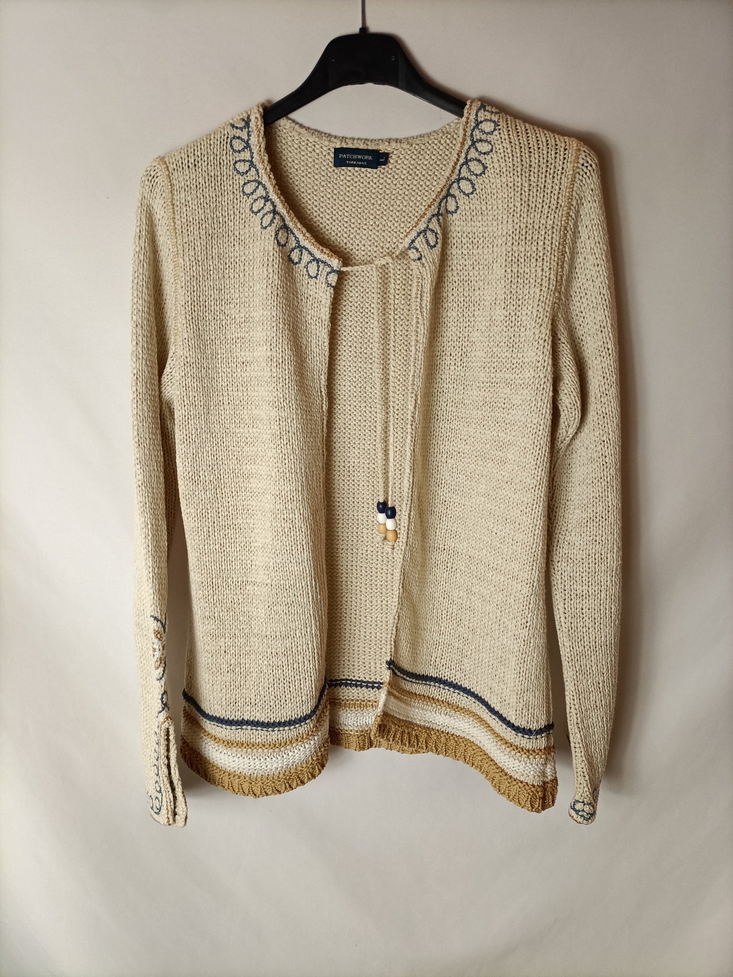 PATCHWORK. Jersey abierto bordado T.l