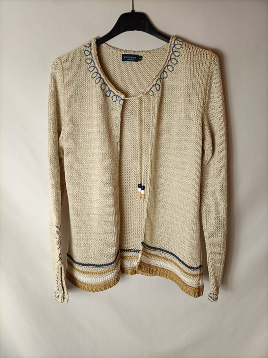 PATCHWORK. Jersey abierto bordado T.l